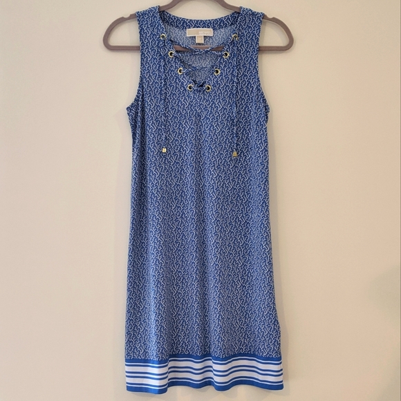 MICHAEL Michael Kors Dresses & Skirts - Michael Kors Blue Coral Print Lace Up Shift Dress Sleeveless